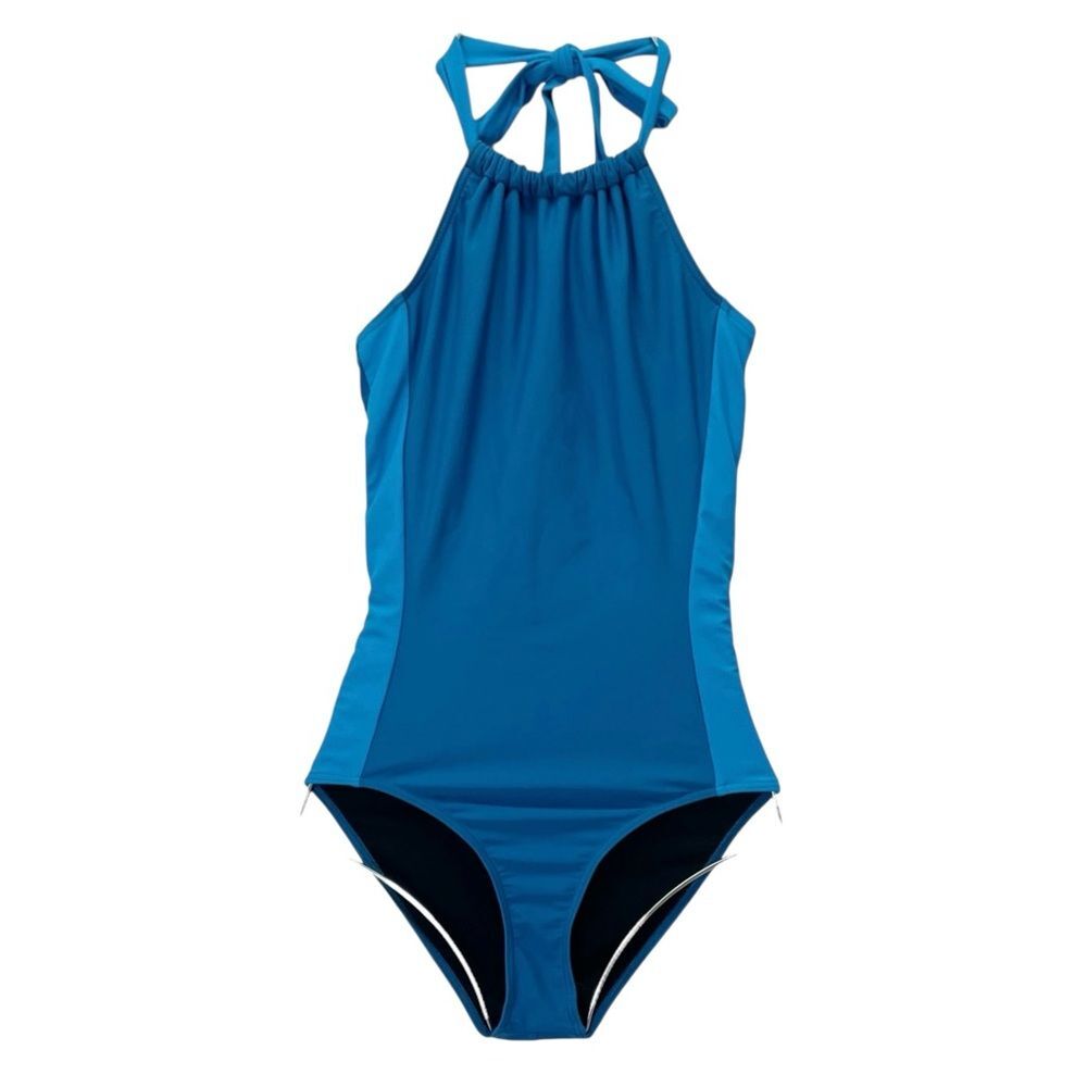NWT Sundance One Piece Swimsuit Size XS Peacock Blue Halter Tie Bathing Suit